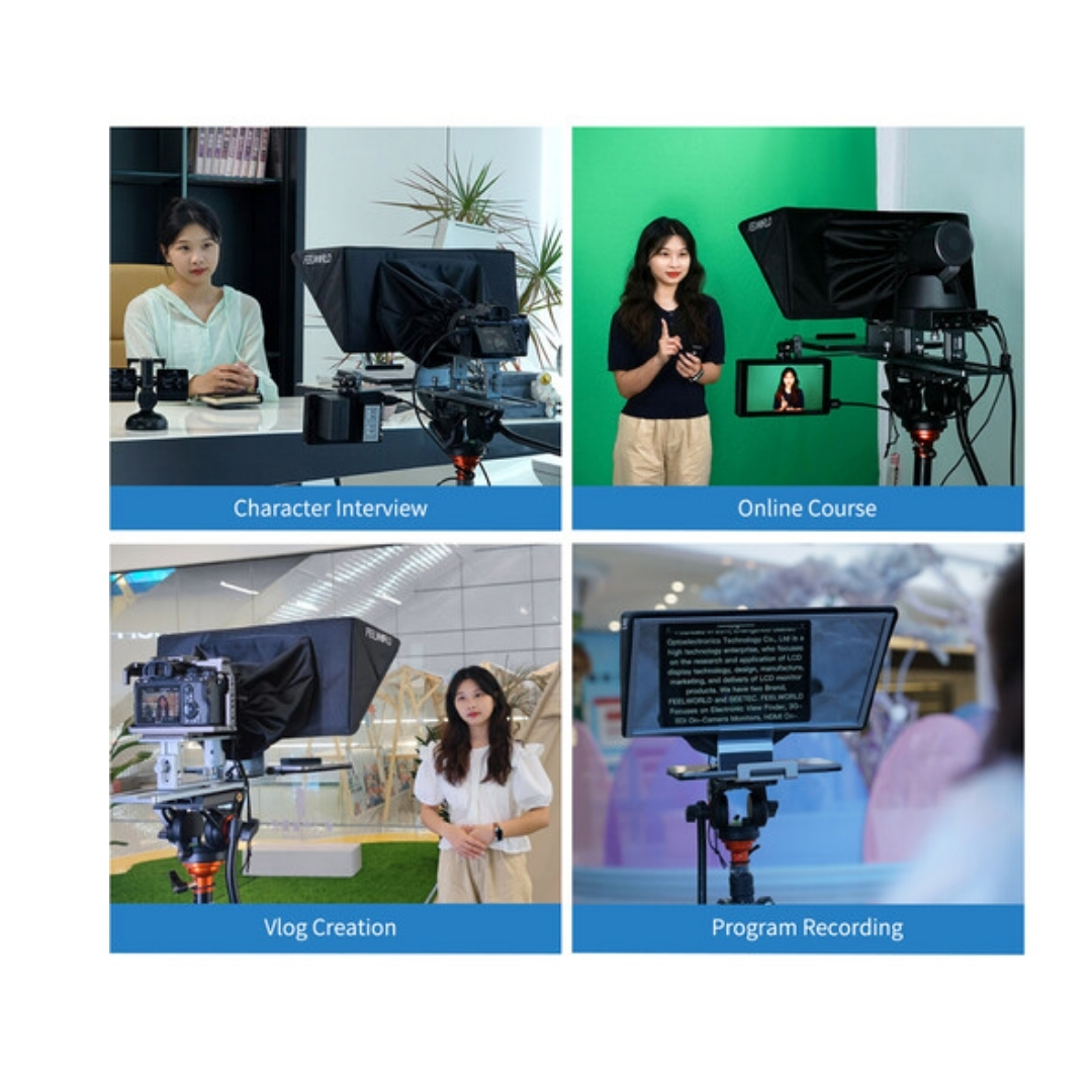 FEELWORLD TP16 YouTube & Interview Teleprompter – Rent Chandigarh YouTube Teleprompter Rental Chandigarh | FEELWORLD TP16 for Interviews Mohali